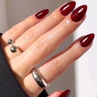 GLAMERMAID Dark Red Press On Nails