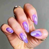 24Pcs Marble Press on Nails with Ombre Design